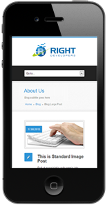 Mobile phone showing a Right Developers app design