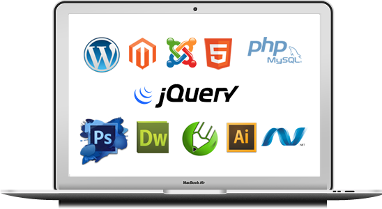 Laptop showing a Right Developers website mockup